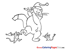 Rat free Colouring Page Cat New Year