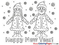 Santa Claus Kids New Year Coloring Page