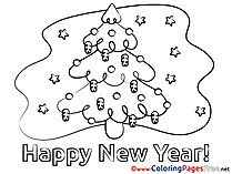 Snow Coloring Pages New Year Tree