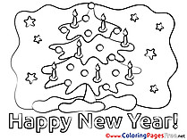 Tree printable New Year Candles Coloring Sheets