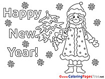 Woman Coloring Pages Snow New Year