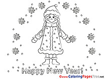 Woman Coloring Sheets Snow New Year free