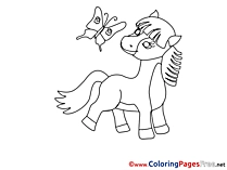 Butterfly Horse download Colouring Sheet free