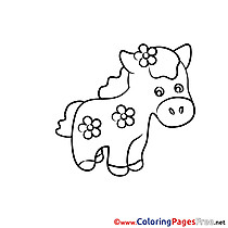 Flowers Pony Children Coloring Pages free