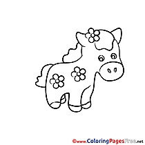 Flowers Pony Children Coloring Pages free
