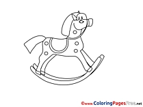 Rocking-Horse Kids free Coloring Page