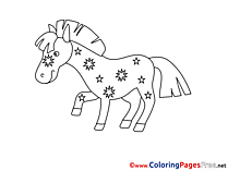 Stars Horse download printable Coloring Pages