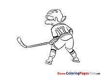 17 Number Hockey Player Colouring Page printable free