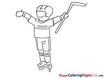 Boy Children Ice Hockey  Coloring Pages free