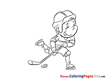 Boy Ice Hockey free Colouring Page download