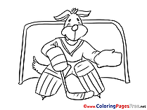 Dog Ice Hockey Colouring Sheet download free