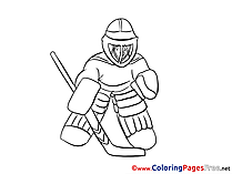 Goalkeeper Ice Hockey download Colouring Sheet free