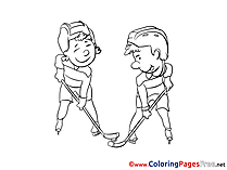 Hockey Players Kids free Coloring Page