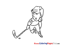 Ice Hockey Player free Colouring Page download