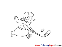 Snowman Ice Hockey Coloring Sheets download free