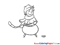 Snowman Ice Hockey Kids download Coloring Pages