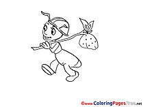 Ant with Bag free printable Coloring Sheets