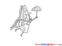 Butterfly Umbrella Coloring Pages for free