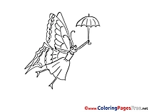 Butterfly Umbrella Coloring Pages for free
