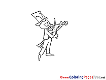 Grasshopper with Violin download printable Coloring Pages