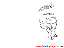 Bird singing Colouring Page Invitation free