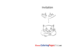 Fishes free Colouring Page Cat Invitation