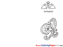 Flowers Hare Invitation Coloring Pages free