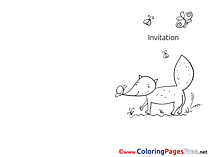 Fox printable Invitation Coloring Sheets