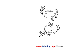 Hare eats Grass free Colouring Page Invitation