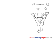 Magician free Invitation Coloring Sheets