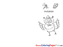 Owl Coloring Pages Invitation