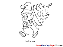 Penguin Invitation free Tree Coloring Pages