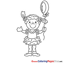 Balloon Girl download Colouring Sheet free