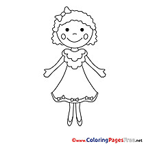 Dress Girl for Kids printable Colouring Page