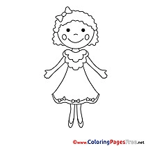 Dress Girl for Kids printable Colouring Page
