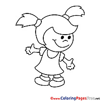 Girl Kids free Coloring Page