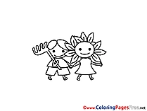 Children in Garden Coloring Pages free
