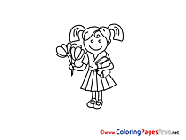 Flowers Coloring Sheets download free Girl