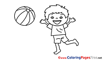 Free Boy plays Ball Colouring Page download