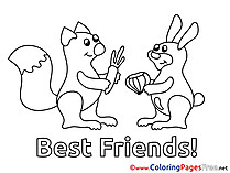 Friendship Animals Colouring Sheet download free