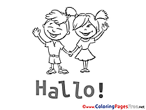 Hello Colouring Page Kids printable free