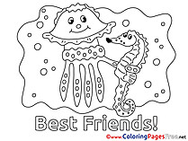 Jellyfish Friends Children Coloring Pages free