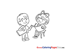 Kids read Books free Colouring Page download