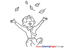 Leaves Kids free Coloring Page