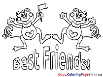 Monkeys best Friends free Colouring Page download