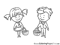 Mushroom Pickers Kids free Coloring Page