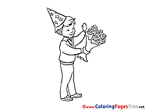 Party free Colouring Page download Boy