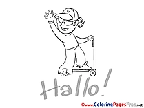 Scooter for Kids printable Colouring Page