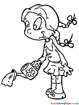 Watering Can Coloring Sheets Girl download free