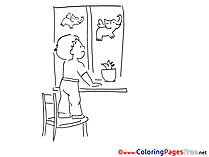 Window Coloring Pages for free Kindergarten